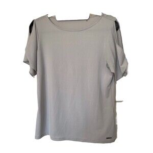 Tahari Cold Shoulder Lightweight Gray Top Womens‎ Small Short  Sleeve